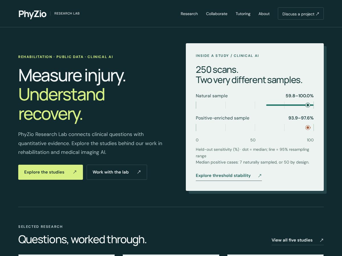 Landing-page snapshot of phyzio.org