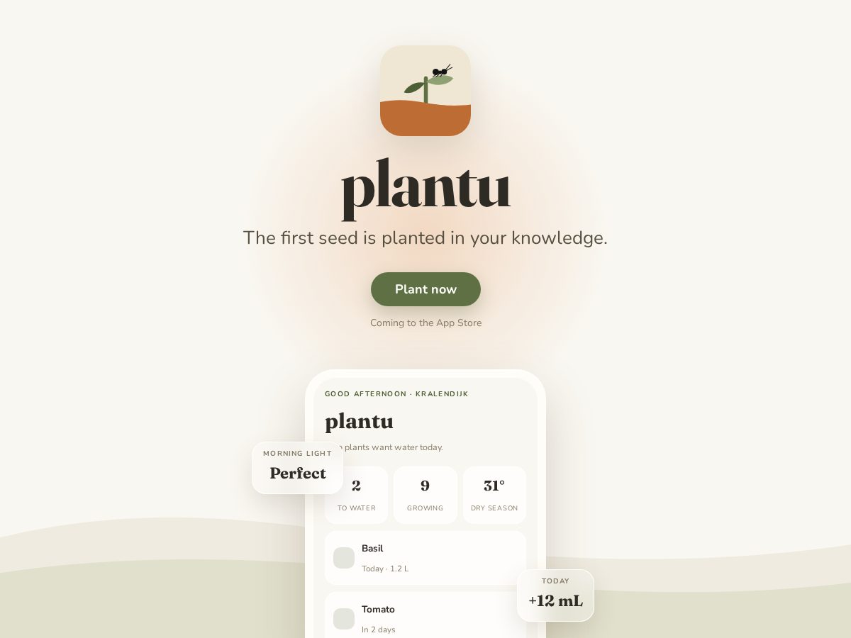 Landing-page snapshot of plantu.space