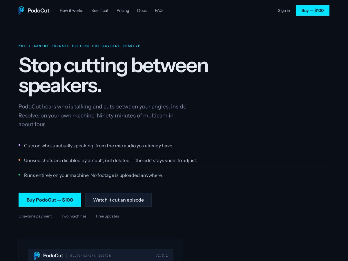 Landing-page snapshot of podocut.com