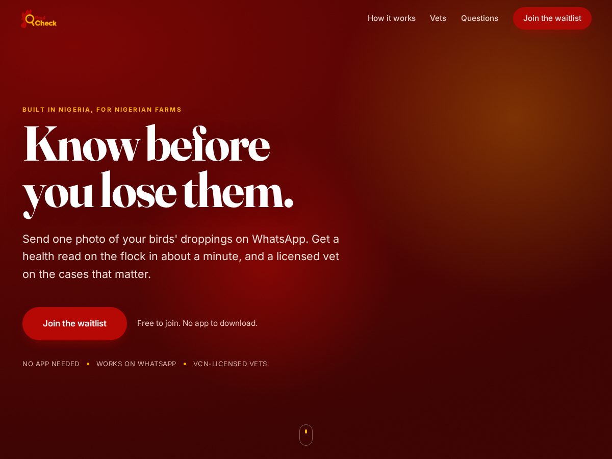 Landing-page snapshot of poulcheck.xyz
