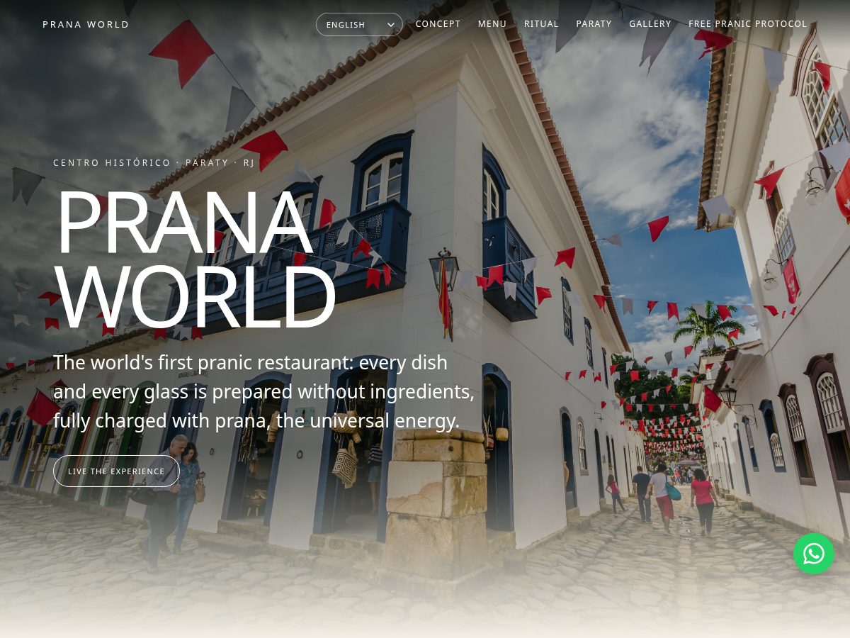 Landing-page snapshot of prana-world.com