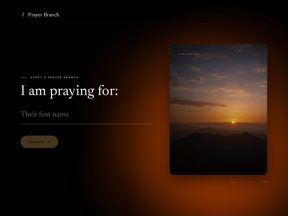Landing-page snapshot of prayerbranch.com
