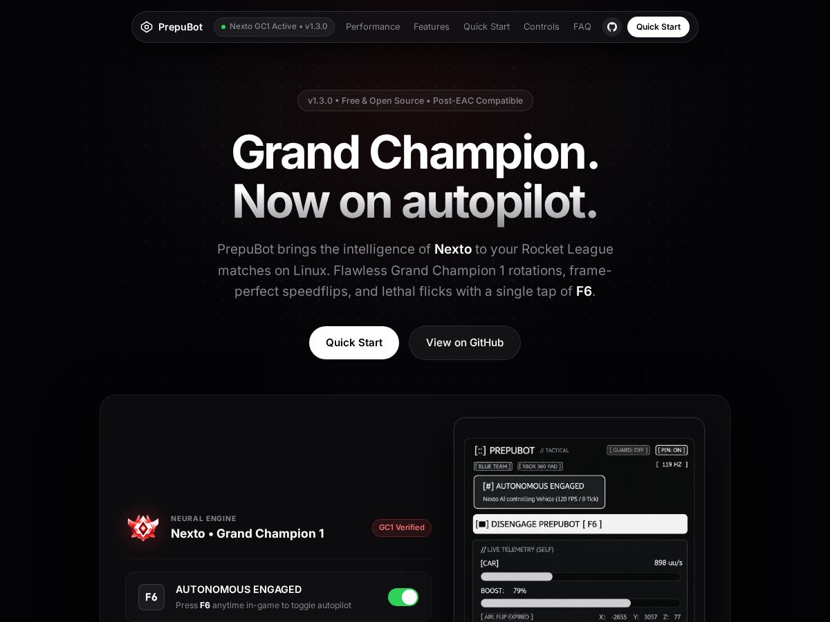 Landing-page snapshot of prepubot.fun