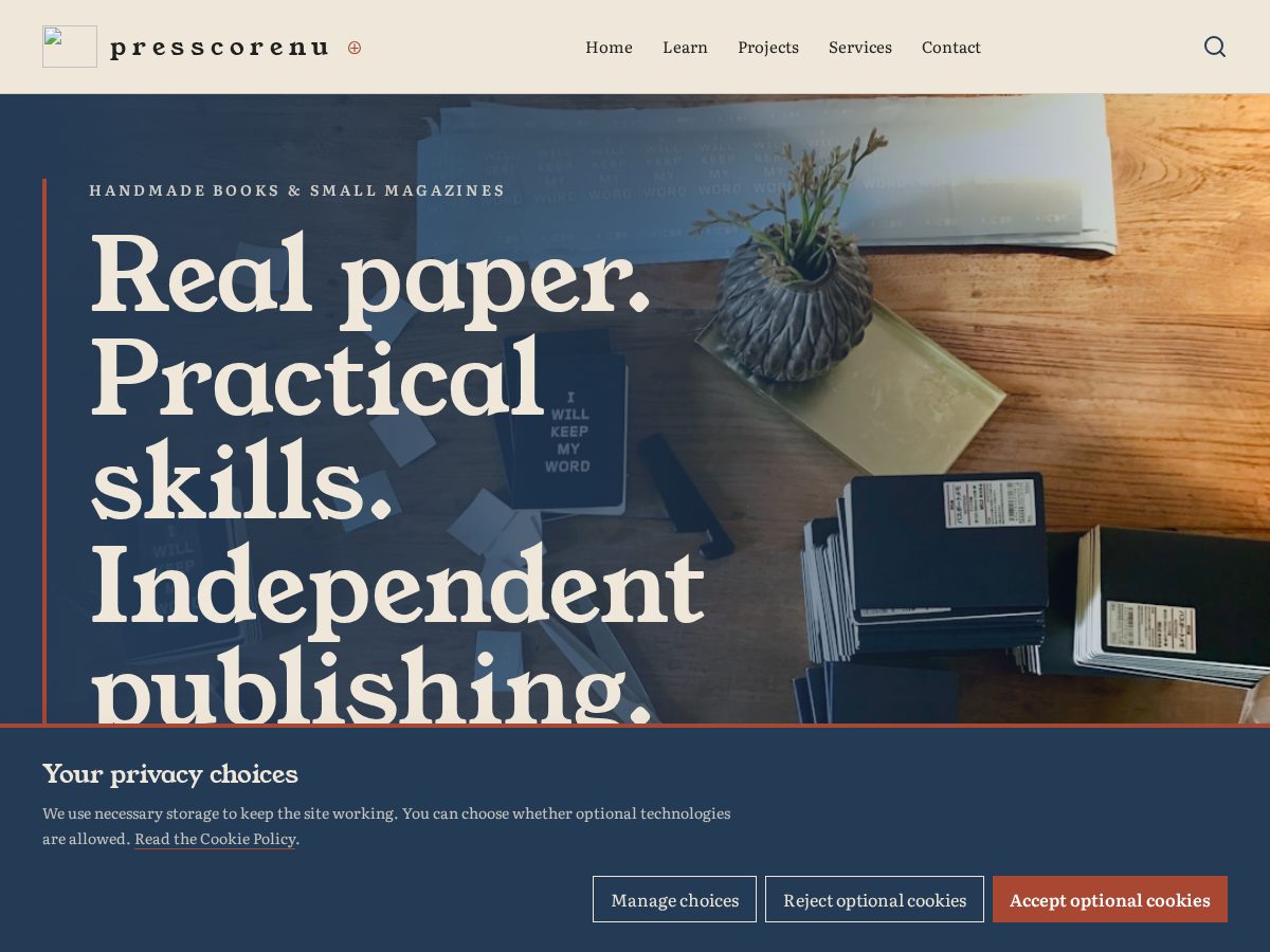 Landing-page snapshot of presscorenu.org
