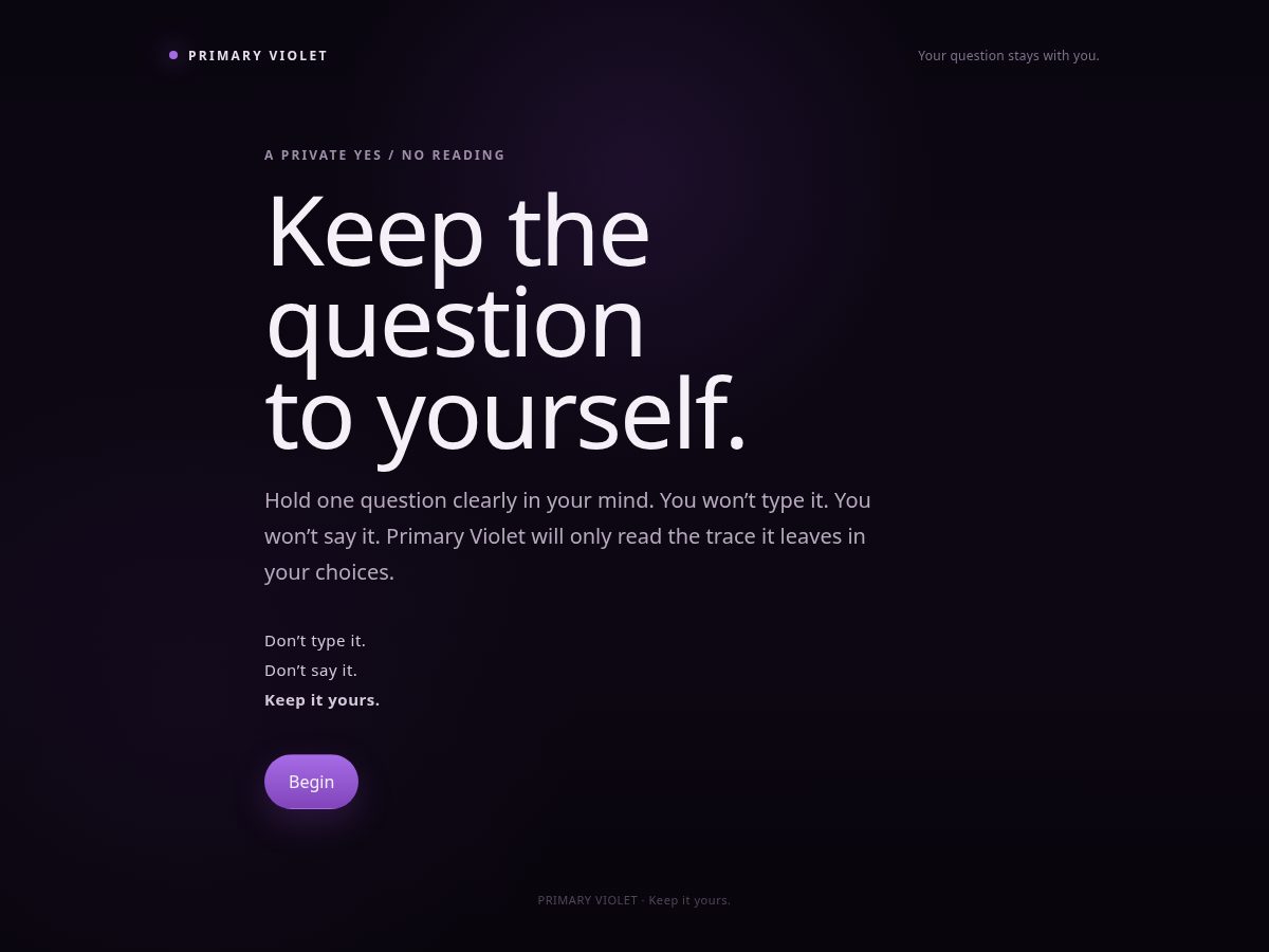 Landing-page snapshot of primaryviolet.com