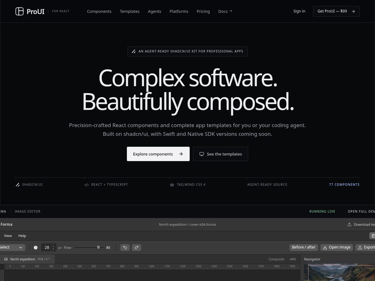 Landing-page snapshot of proui.dev