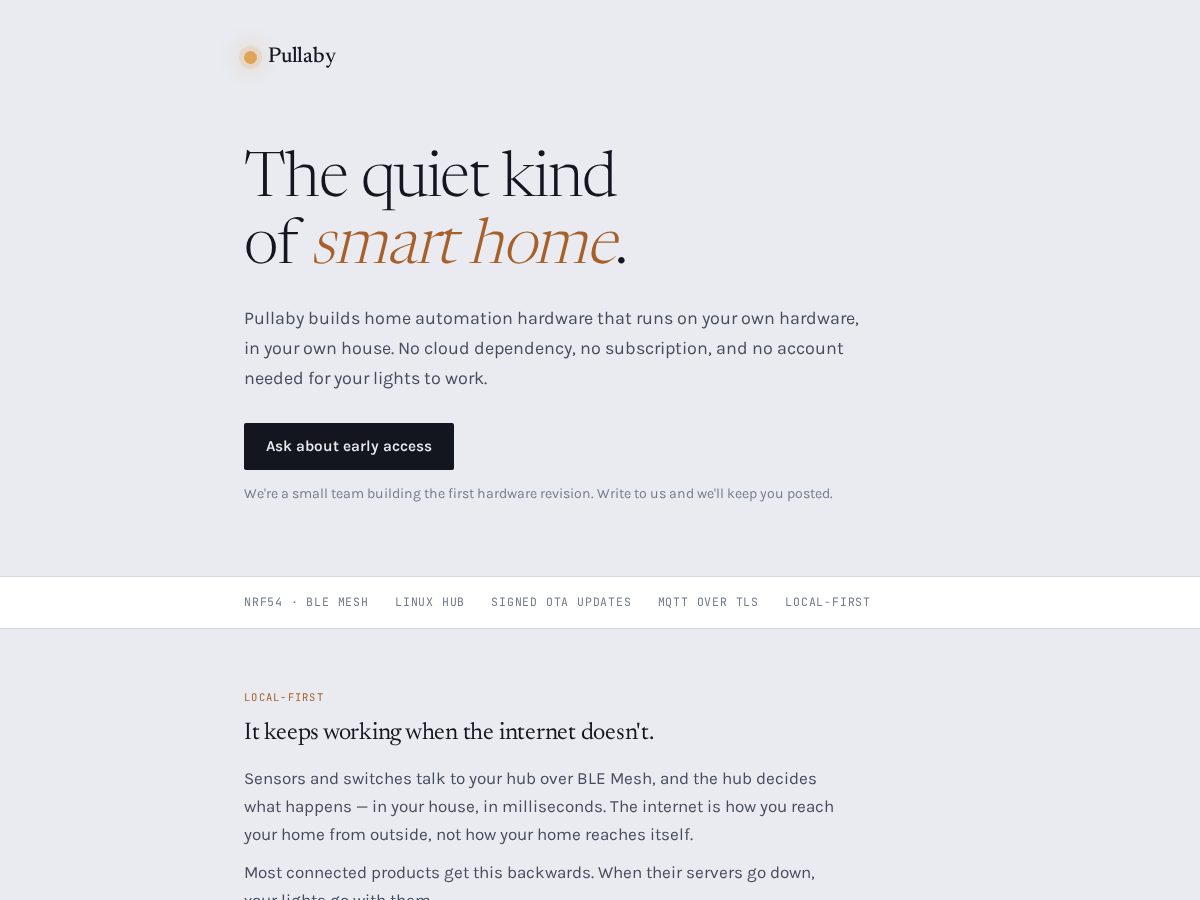 Landing-page snapshot of pullaby.com