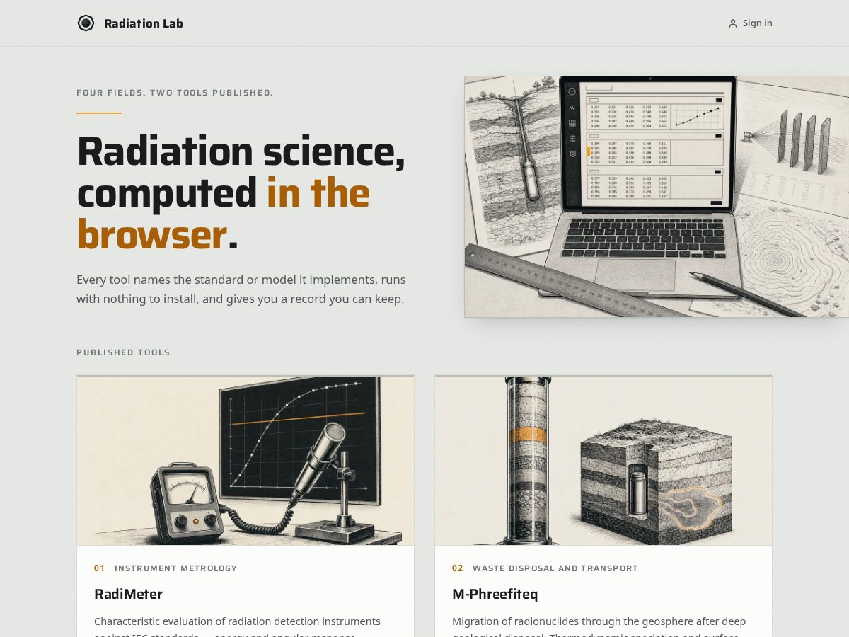 Landing-page snapshot of radiation-lab.com