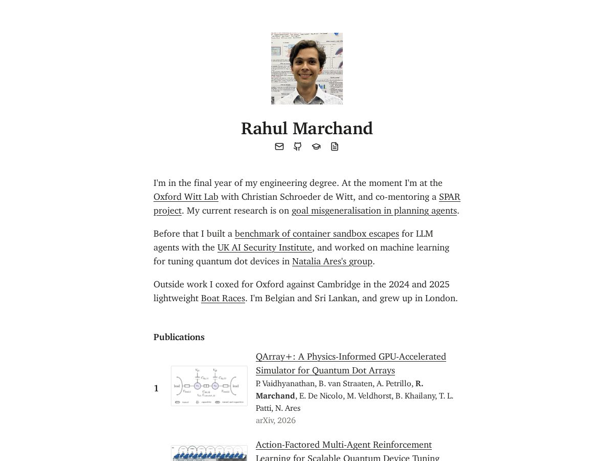 Landing-page snapshot of rahulmarchand.com