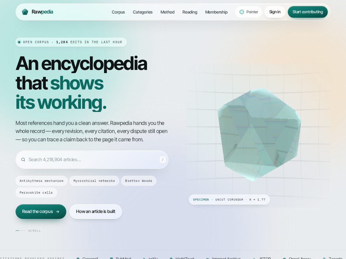 Landing-page snapshot of rawpedia.ink