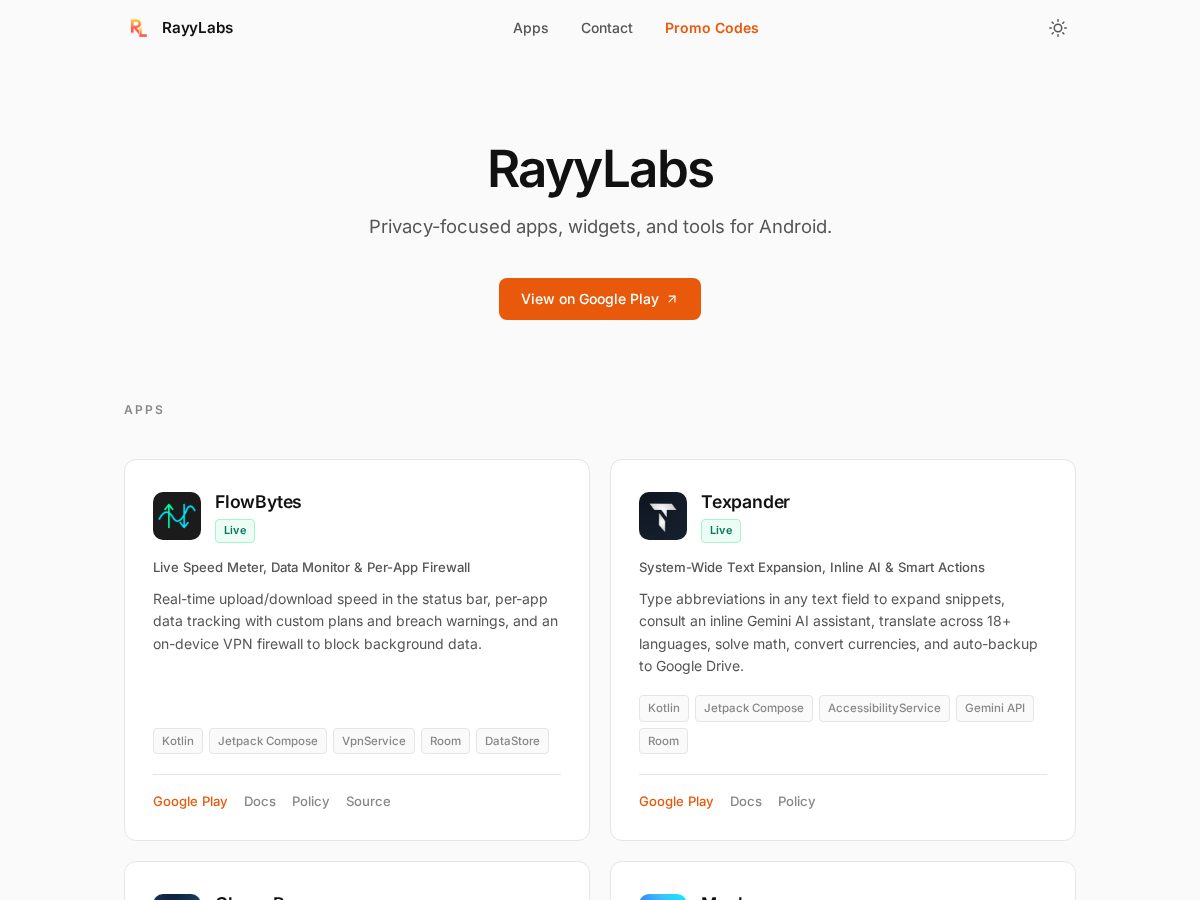 Landing-page snapshot of rayylabs.com