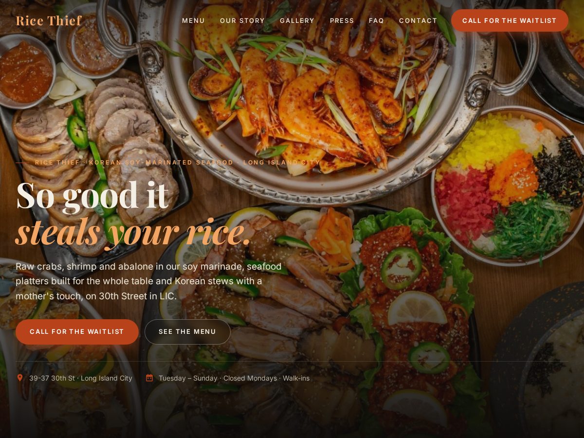 Landing-page snapshot of ricethief.online