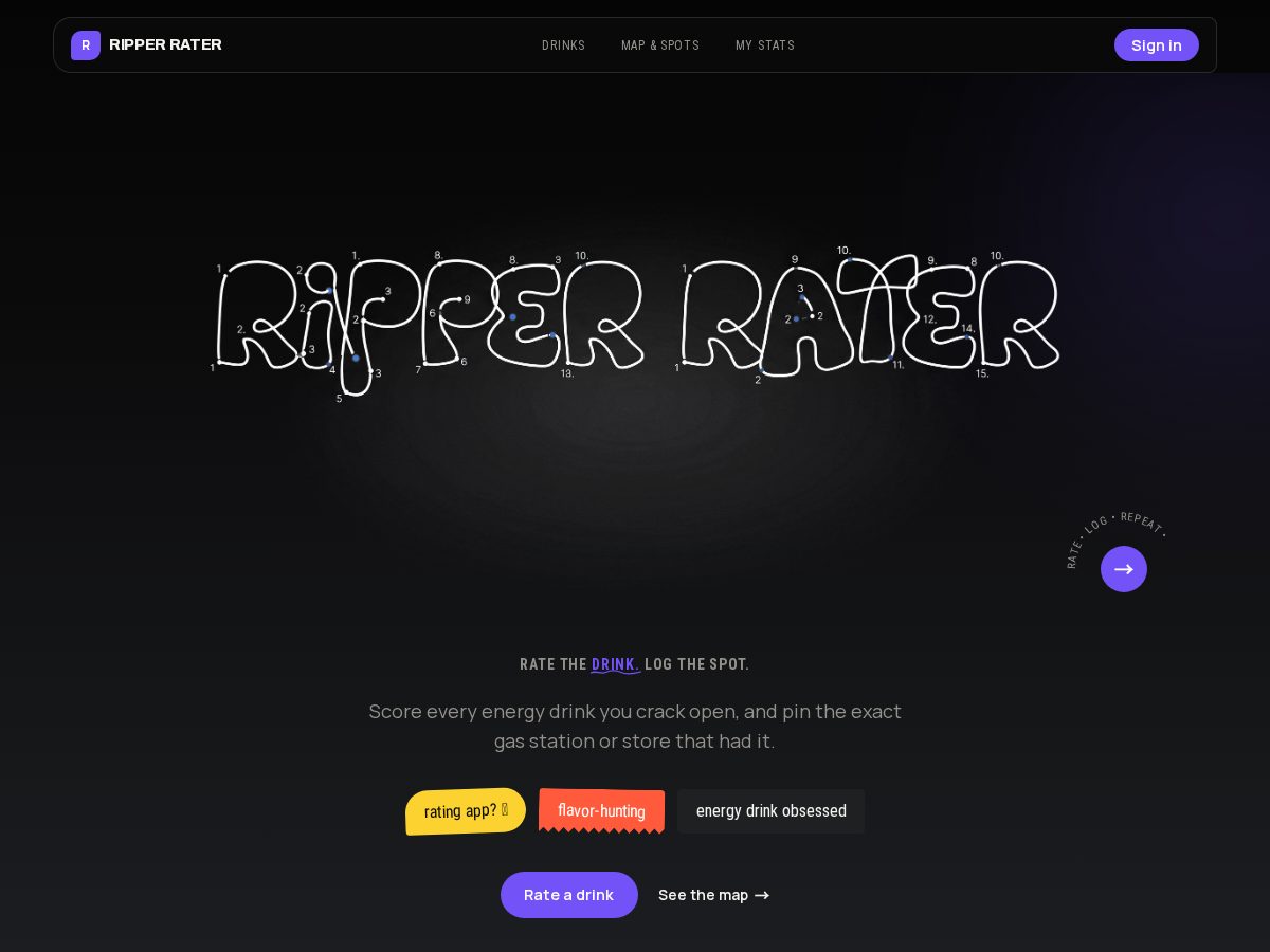Landing-page snapshot of ripperrater.com