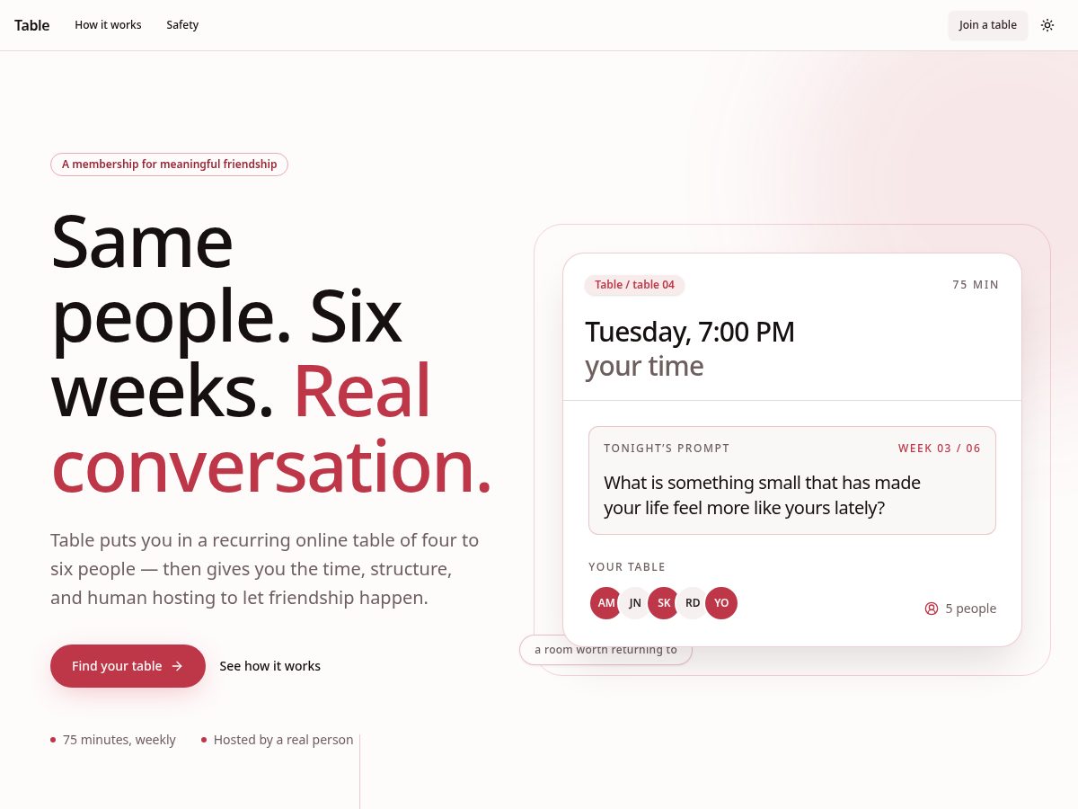 Landing-page snapshot of roomth.online