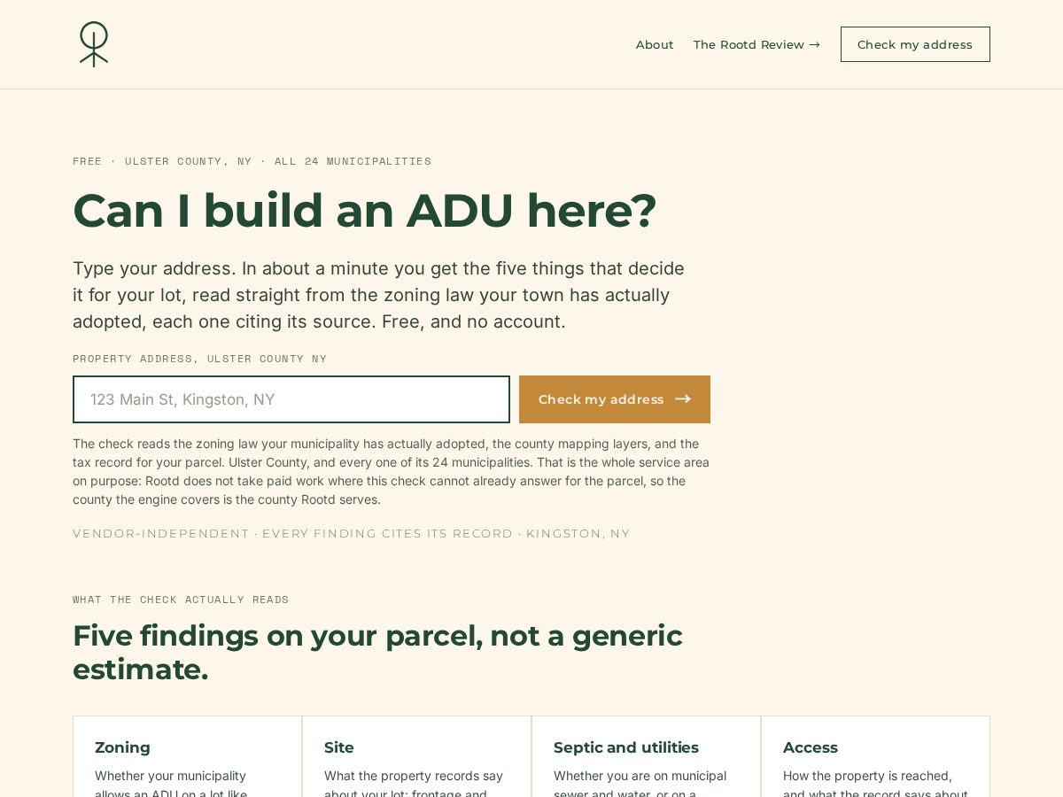Landing-page snapshot of rootdmodular.com