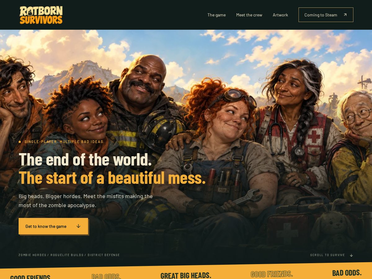 Landing-page snapshot of rotbornsurvivors.com