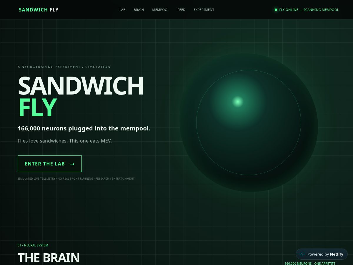 Landing-page snapshot of sandwichfly.com