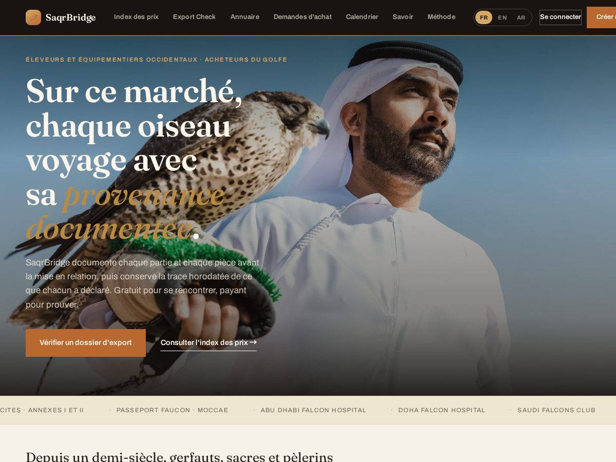 Landing-page snapshot of saqrbridge.com