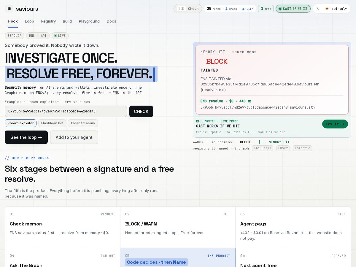 Landing-page snapshot of saviours.xyz