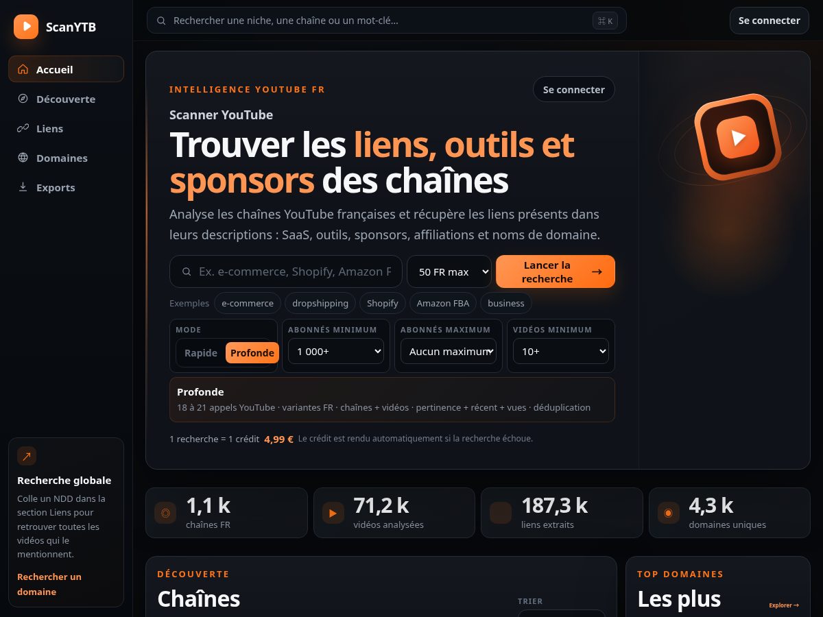 Landing-page snapshot of scan-ytb.com