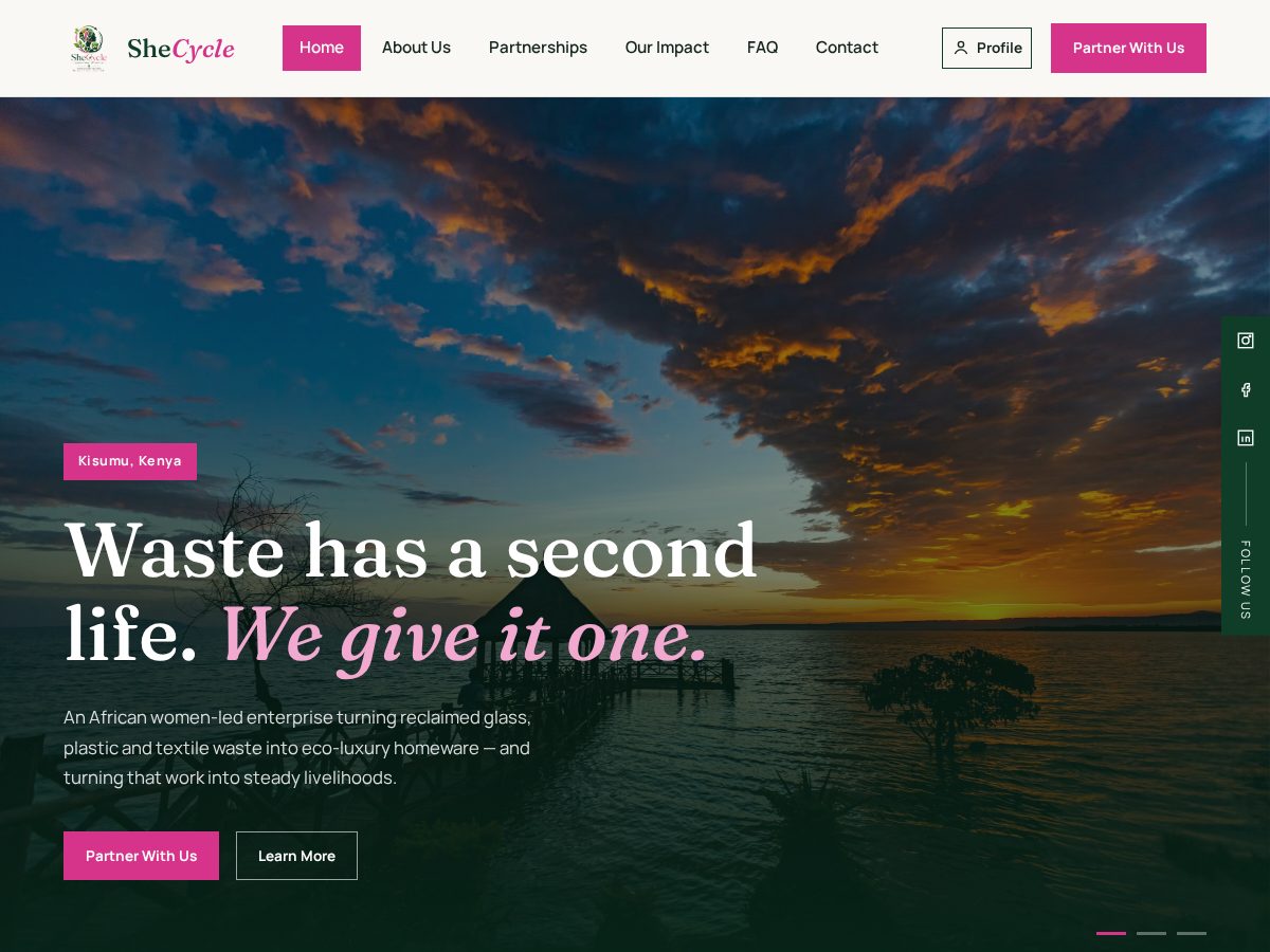 Landing-page snapshot of shecycleinnovations.com