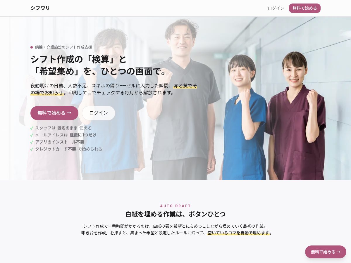 Landing-page snapshot of shifuwari.com