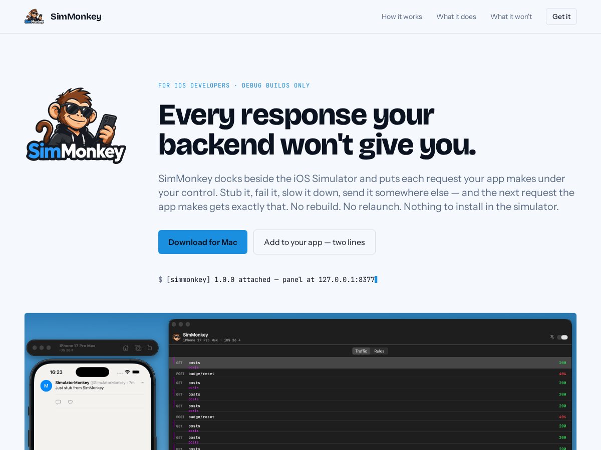 Landing-page snapshot of simmonkey.com