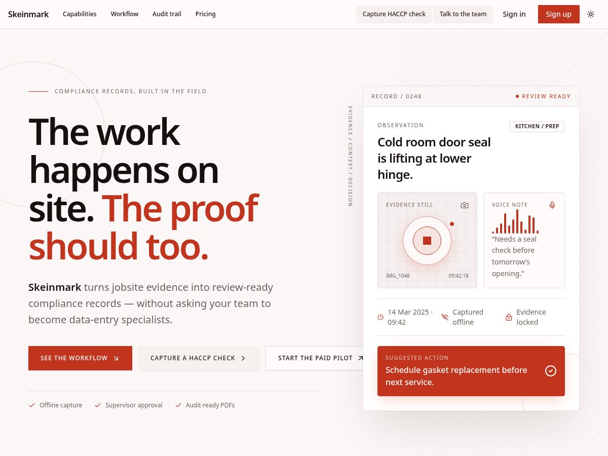 Landing-page snapshot of skeinmark.com