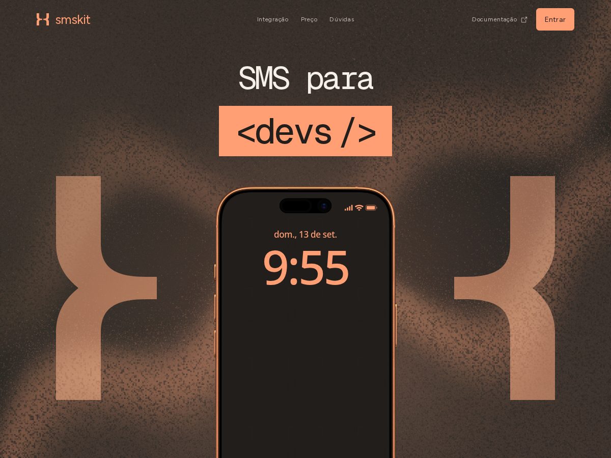 Landing-page snapshot of smskit.dev