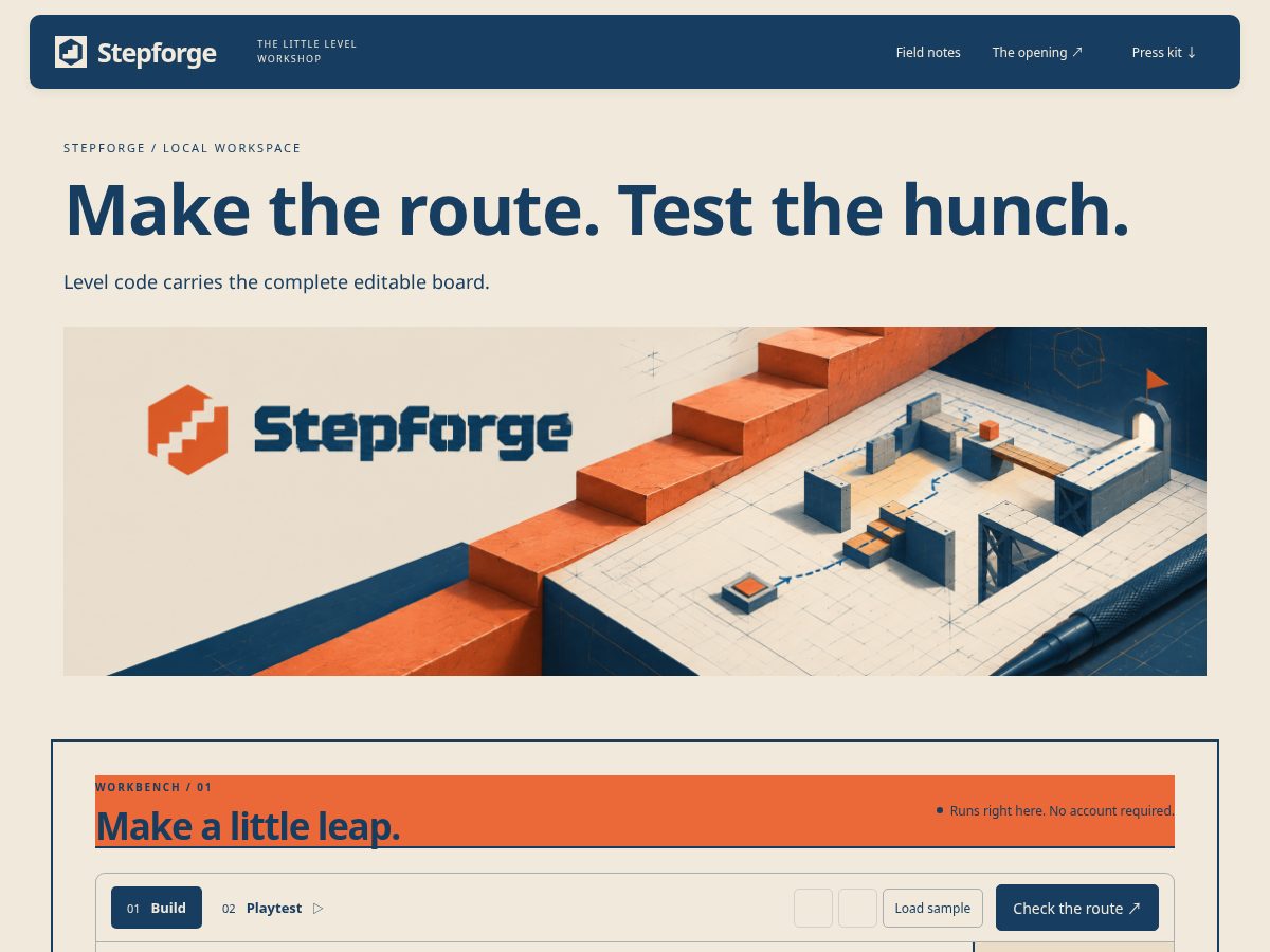 Landing-page snapshot of stepforge.space