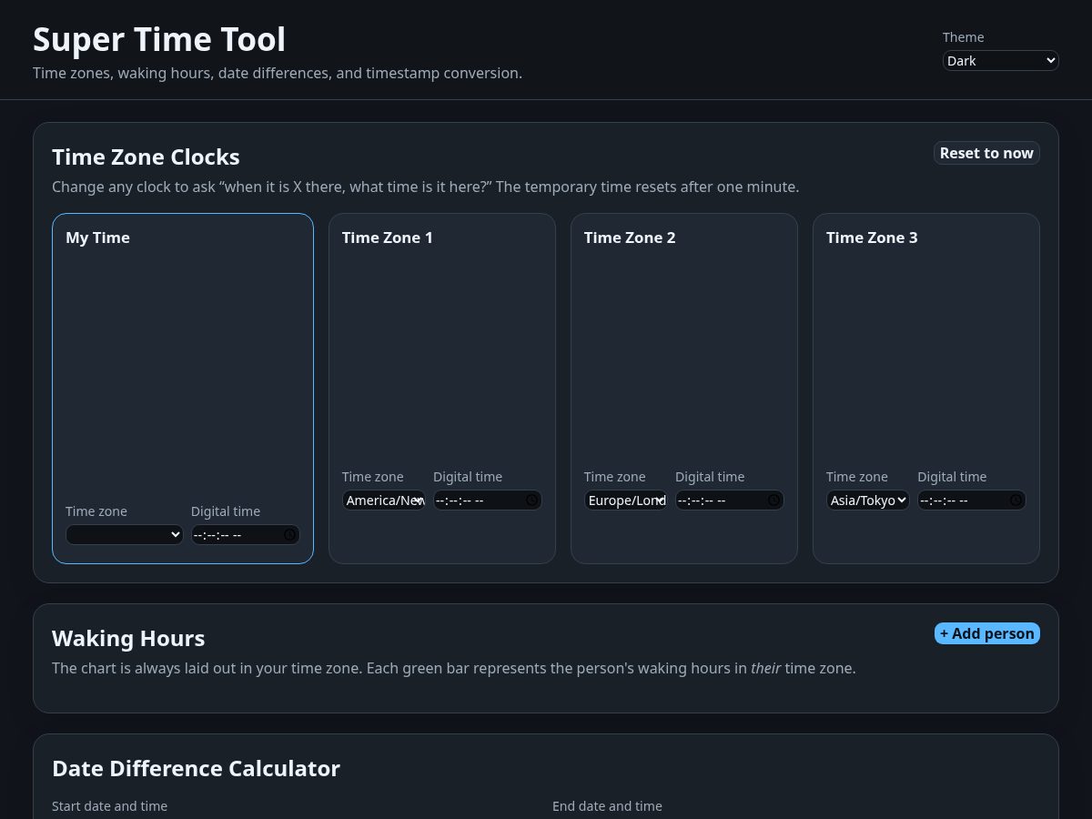 Landing-page snapshot of supertimetool.com