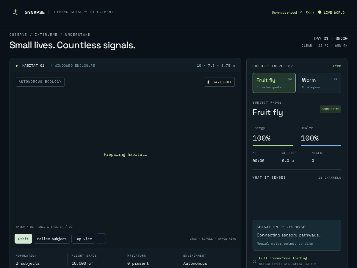 Landing-page snapshot of synapsehood.com