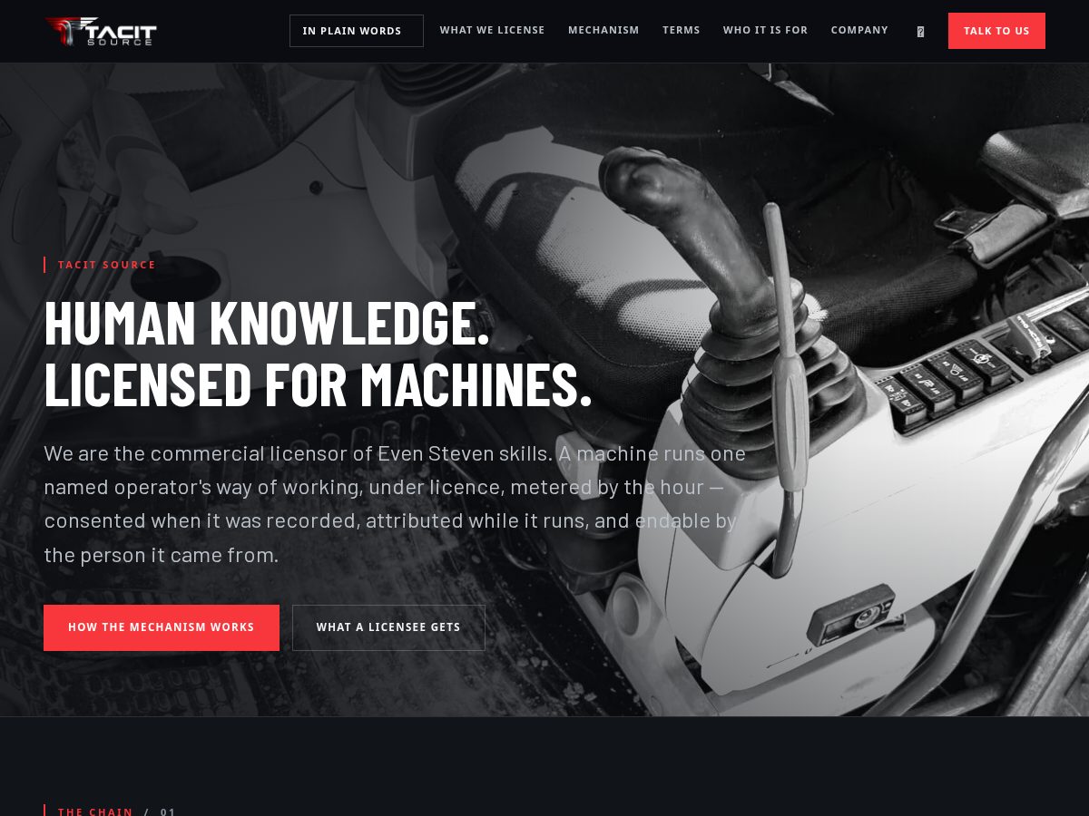 Landing-page snapshot of tacitsource.com