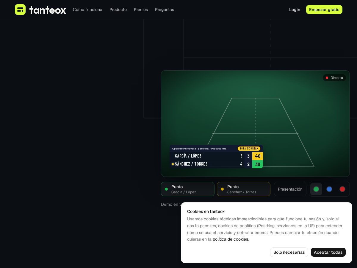 Landing-page snapshot of tanteox.com