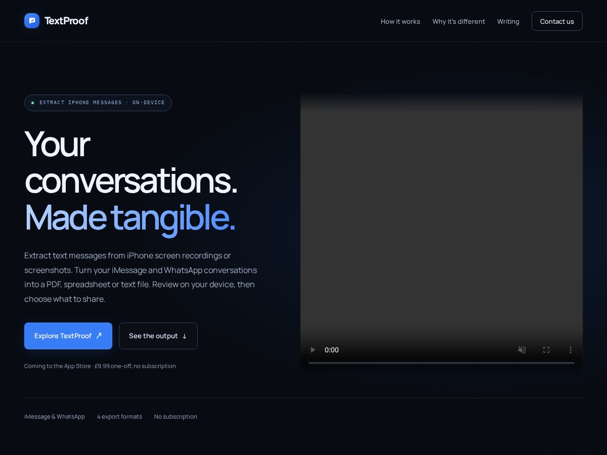 Landing-page snapshot of textproof.net