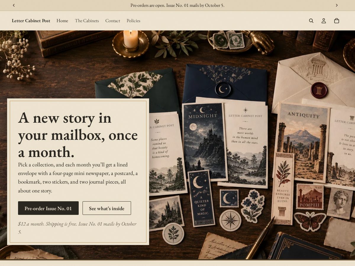 Landing-page snapshot of thelettercabinetpost.com