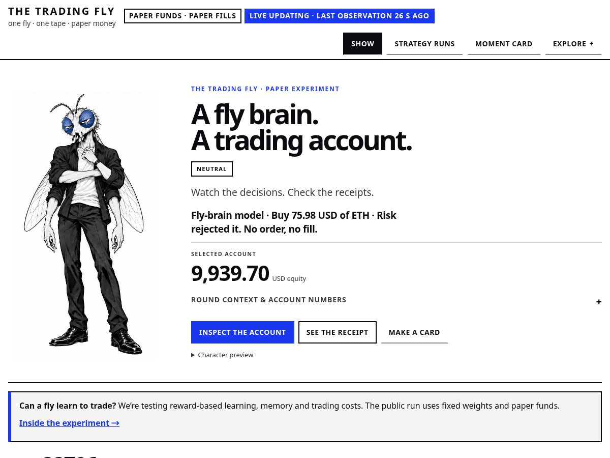 Landing-page snapshot of thetradingfly.xyz