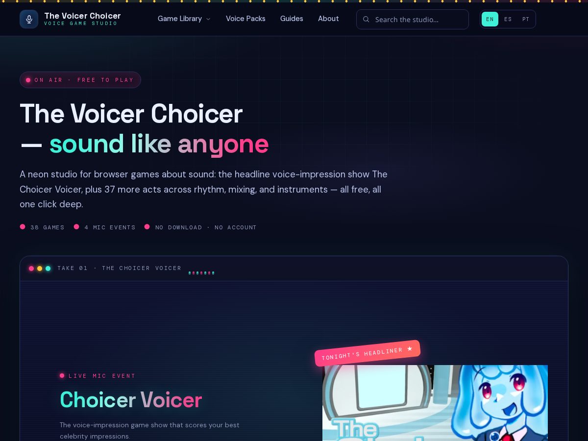 Landing-page snapshot of thevoicerchoicer.org
