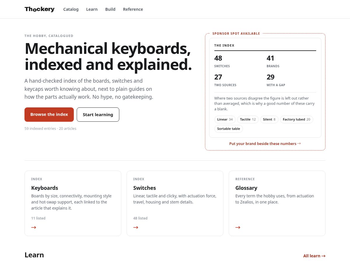 Landing-page snapshot of thockery.com