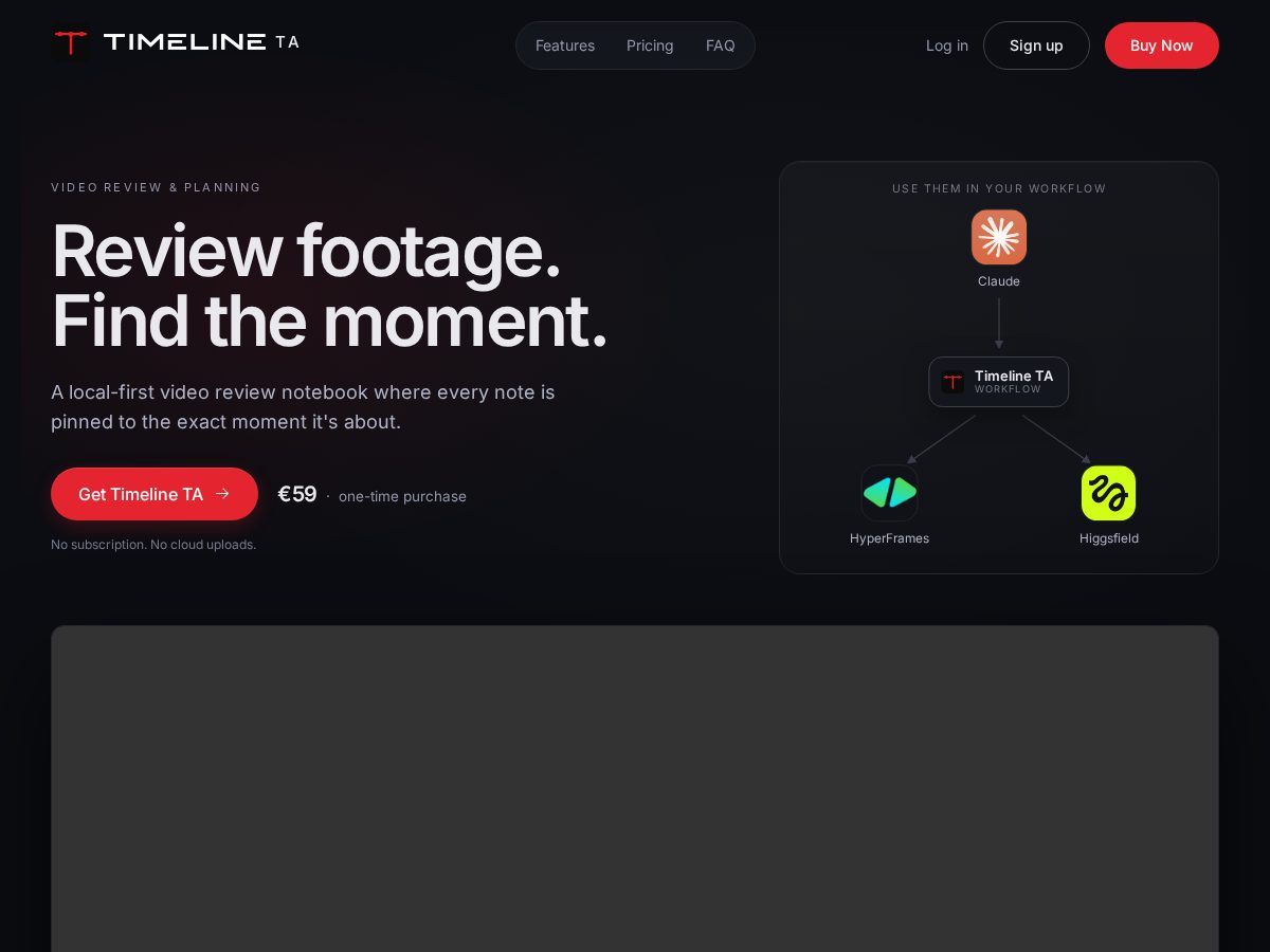 Landing-page snapshot of timelineta.com