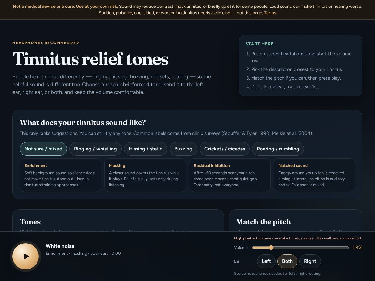 Landing-page snapshot of tinnitus.page