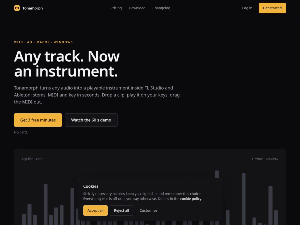 Landing-page snapshot of tonamorph.com