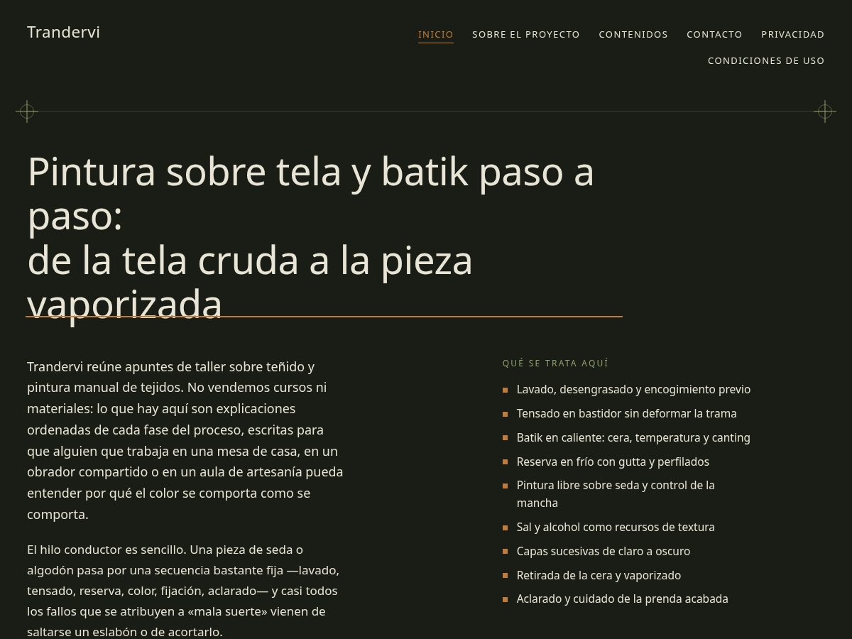 Landing-page snapshot of trandervi.world