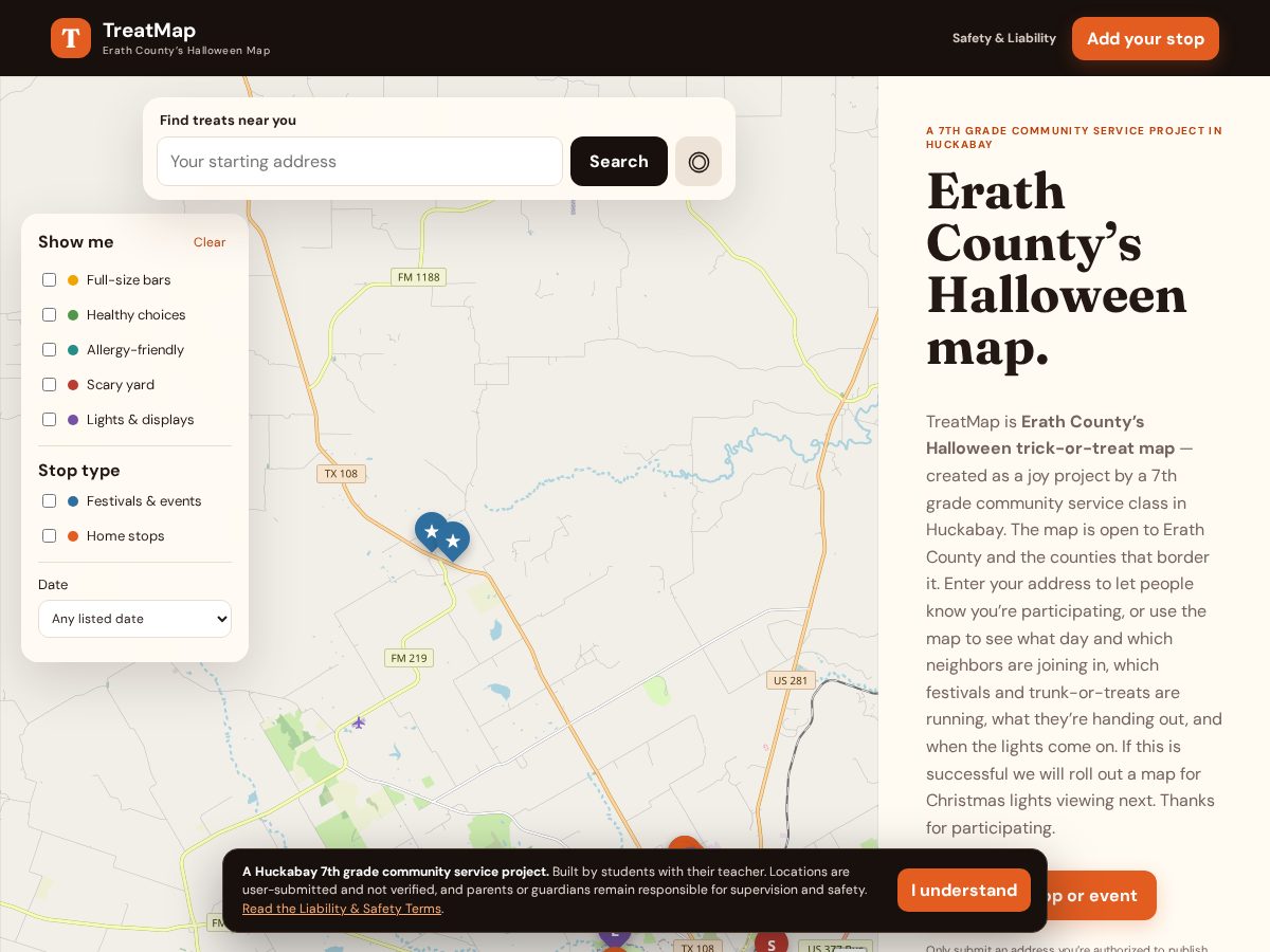 Landing-page snapshot of treatmap.org
