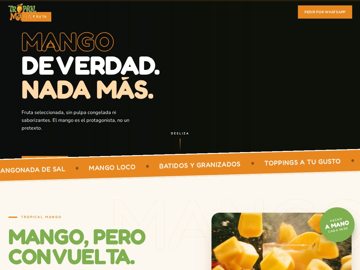 Landing-page snapshot of tropicalmangoec.com