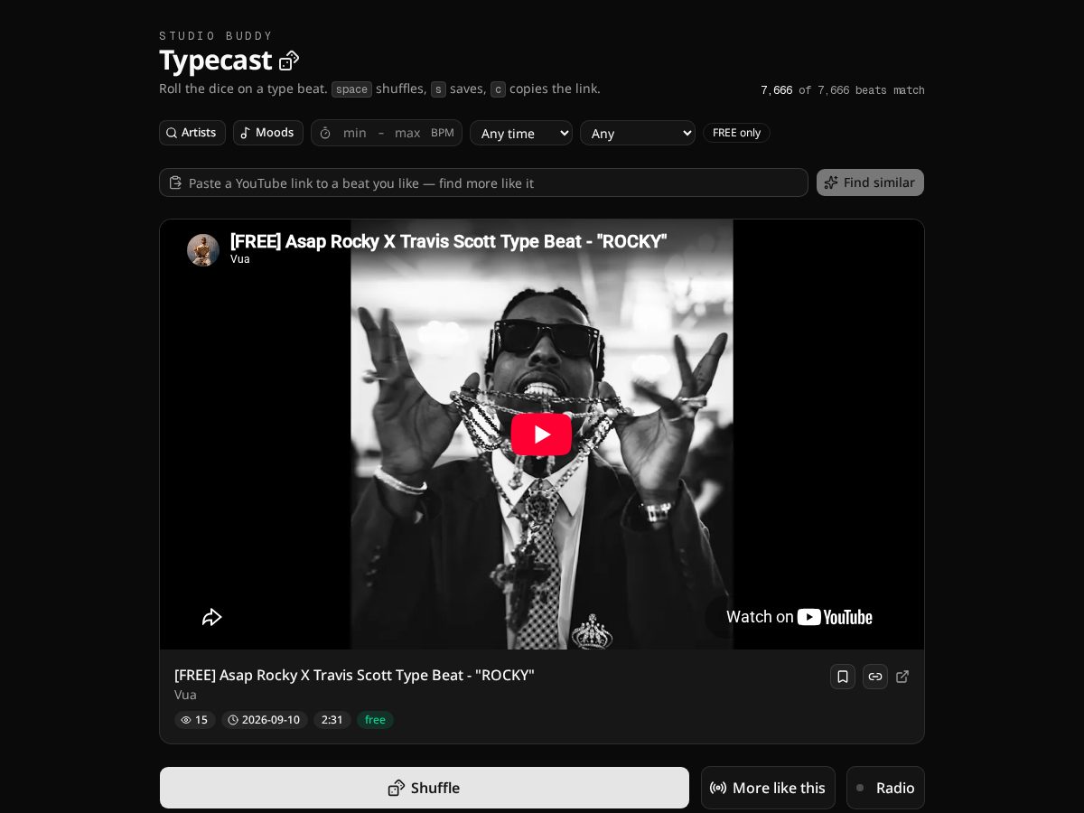Landing-page snapshot of typecast.site