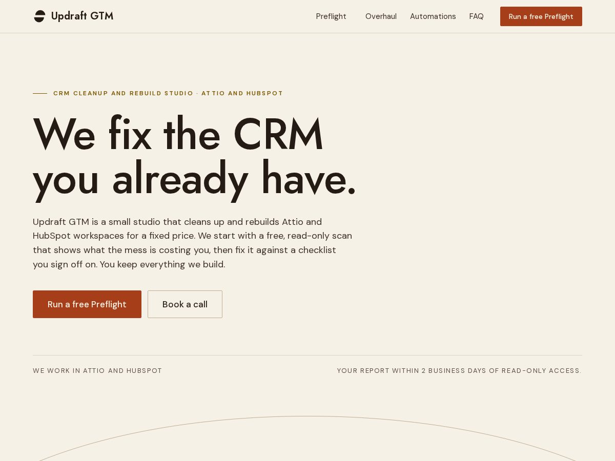 Landing-page snapshot of updraftgtm.com