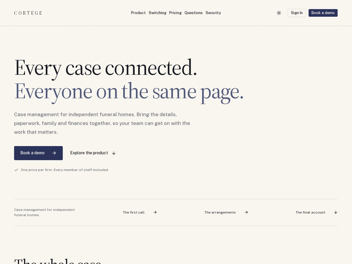Landing-page snapshot of usecortege.com