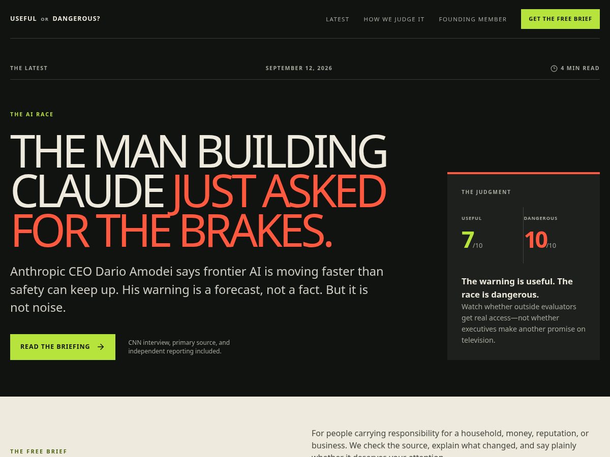 Landing-page snapshot of usefulordangerous.com